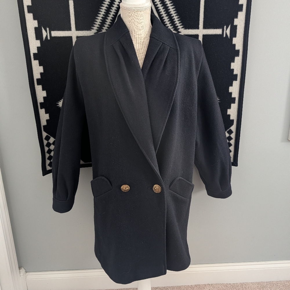 🖤 Vintage 90's Donnybrook Wool Blend Unisex Wear Mid Length Trench Overcoat, 14